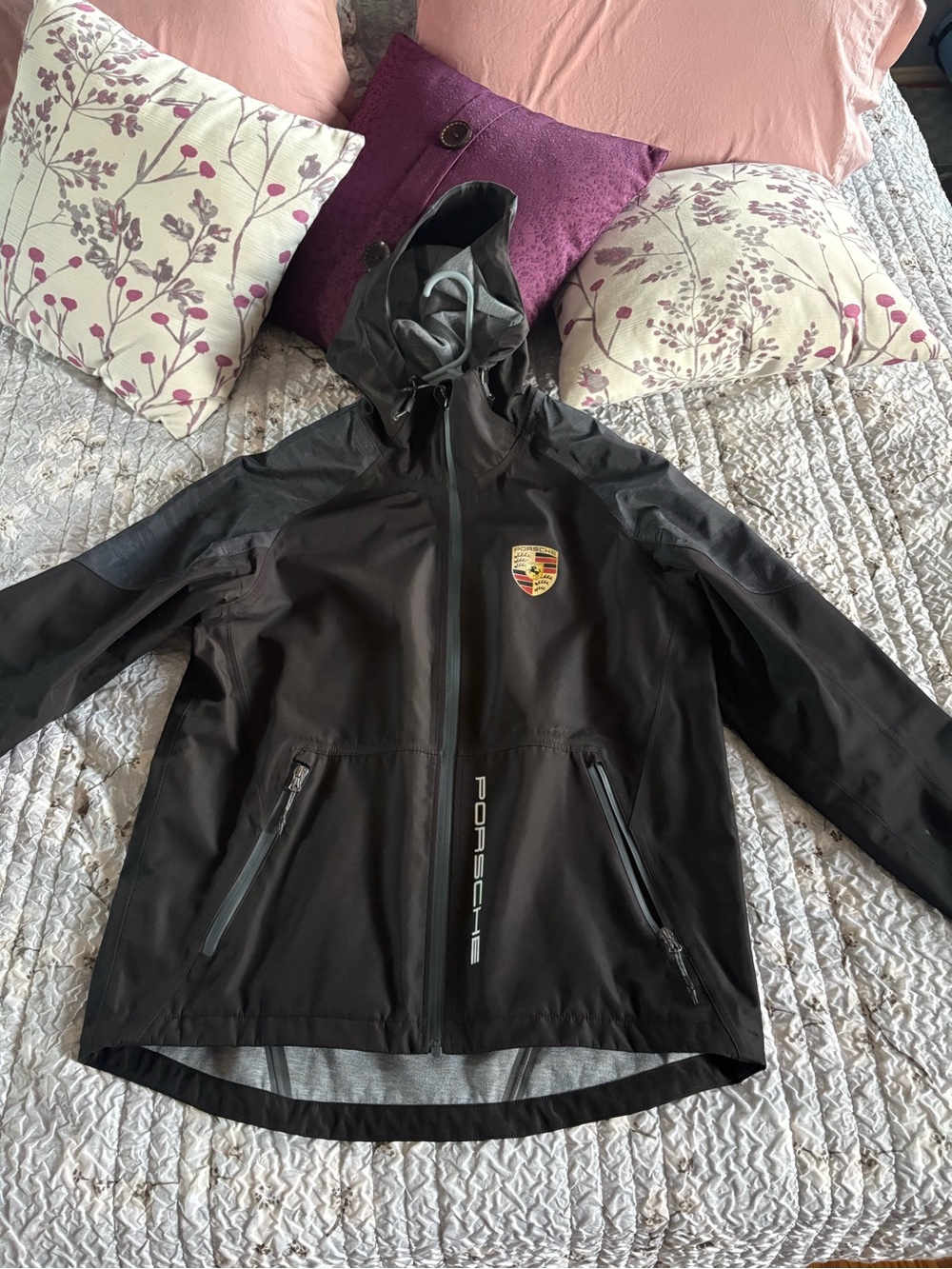 Black  Porsche Hooded Rain Jacket